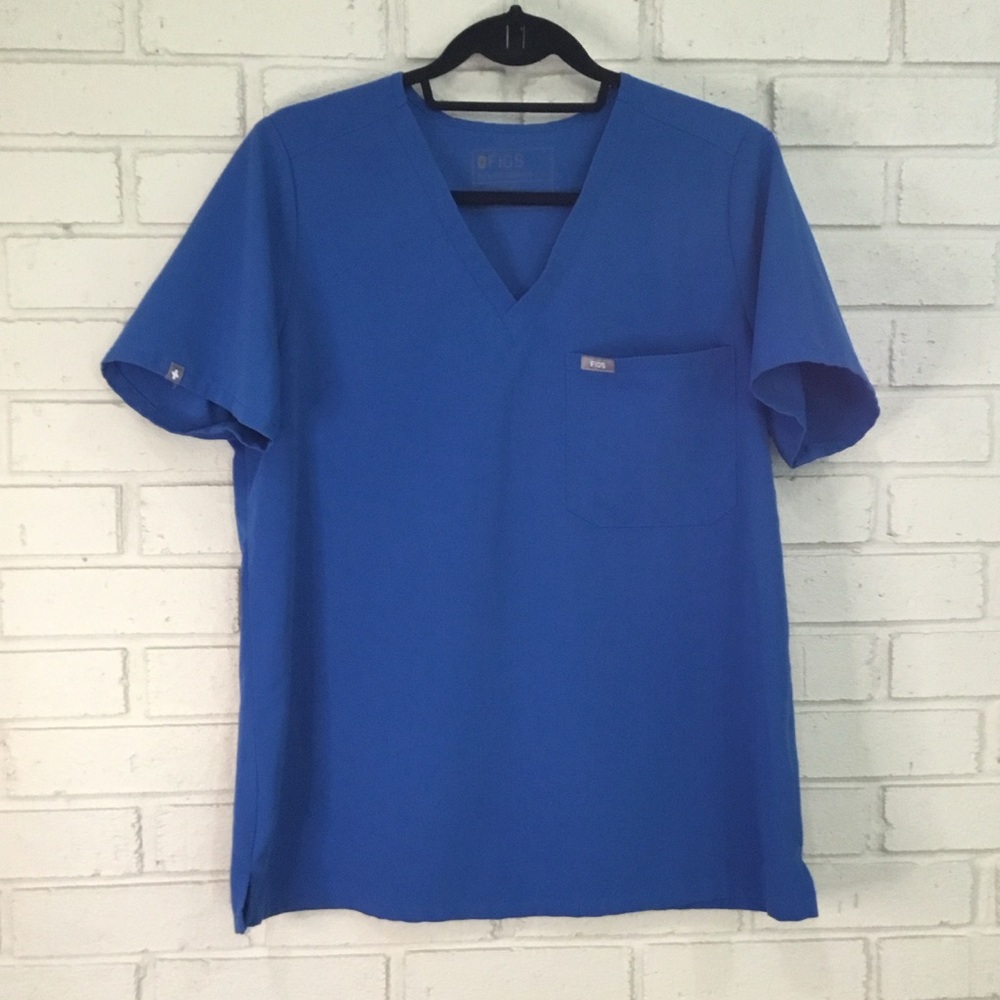 Figs Royal Blue Medical Scrub Top.  Size Large.  Gently Worn.  PO 1657
